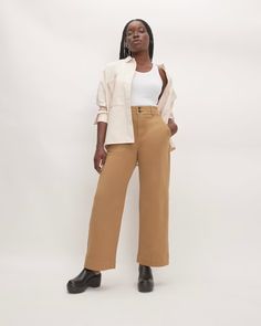 The Organic Wide-Leg Pant Toasted Coconut – Everlane Effortless Relaxed Fit High-waisted Pants, Effortless Cotton Pants With Pockets, Effortless Wide Leg Everyday Bottoms, Cotton Pants With Pockets, Effortless Cotton Wide Leg Bottoms, Versatile Mid-rise Everyday Pants, Effortless Wide Leg Cotton Bottoms, Versatile Mid-rise Pants For Everyday, Effortless Cotton Bottoms For Fall