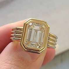 2.50 CT Emerald Cut Double Bezel Set Ring, Unique 4 Row Wedding Ring, Simulated Diamond Engagement Ring, 14k Yellow Gold Ring, Birthday Gift ❤ Item Information ❤ ✎ Stone Shape: Emerald Cut ✎ Total Weight:- 2.50 CT (App.) ✎ Dimension:-9X7 MM ✎ Stone Quality: A ❤ Customize Options ❤ ✎ Engraved: Accept name, Date, Symbol & Many more. It's laser engraving. Please write Engrave in Personalization option when you Order. ✎ If you have a custom order then I will like to make any types of the customimzed orders. ✎ I make all types of customized stones shape.  ❤ Quality Guarantee ❤ ✎ I try our best to finish the production process detail. I provide the best stone's cut, Clarity, and Jewelry settings. ✎ Make sure our all customers are 100% satisfied with their purchase :) ★ If you have any additional Future Engagement Rings, Body Chains, Bezel Set Ring, Yellow Gold Wedding Ring, Emerald Cut Rings, Dream Engagement Rings, 18k Gold Ring, Set Ring, Engagement Ring Cuts