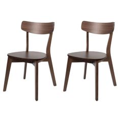 two wooden chairs side by side on a white background