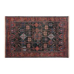 an antique persian rug with geometric design