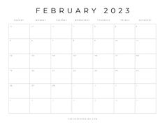 the printable calendar for february is shown in black and white, with an image of a