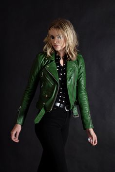 We love this green leather. The cactus green Commando leather jacket has arrived. Classic Green Leather Outerwear, Green Leather Biker Jacket With Long Sleeves, Green Leather Jacket With Zipper, Green Leather Jacket With Zipper Closure, Fitted Green Leather Jacket, Green Fitted Leather Jacket With Zipper Closure, Fitted Green Leather Jacket With Zipper, Green Leather Biker Jacket For Spring, Fitted Green Leather Jacket With Zipper Closure