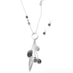 Wicked Wonders VIP Bling Necklace Hanging By a Moment Silver Necklace Affordable Bling_Bling Fashion Paparazzi A Heart, Matching Earrings, Silver Beads, Silver Necklaces, Silver Chain, Metallic Silver, Silver Ring, Silver Necklace, Silver Rings