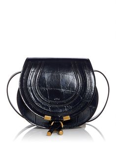 Chloé Marcie Small Croc Embossed Leather Saddle Bag Handbags - Bloomingdale's Chloe Marcie Small, Leather Saddle Bags, Chloe Marcie, Saddle Bag, Chain Strap, Embossed Leather, Emboss, Saddle Bags, Top Handle