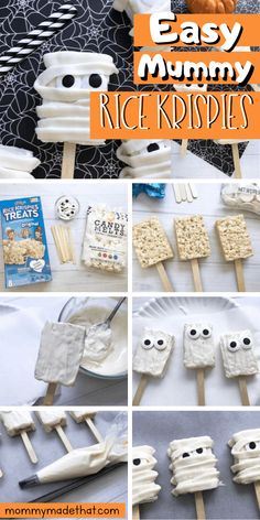 an easy and fun halloween recipe for kids to make with marshmallows, rice krispies, and oreos