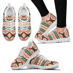 Native American Shoes, Native American Navajo Indians Aztec Tribal Print Women Shoes Sneakers – Excoolent Sneakers are the epitome of style and comfort. Crafted with precision and made from high-quality materials, they offer a perfect blend of fashion and functionality. The cushioned sole provides exceptional support, making them ideal for all-day wear. Whether you’re strolling... Navajo Print, Navajo Style, Unique Sneakers, Pattern Shoes, Aztec Fashion, White Sneakers Women, Women Sneakers, American Indian, Stylish Shoes