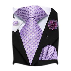 PRICES MAY VARY. 【You Can Get】Silk self tie lavender tie*1,flower lapel Pin*1,matching Pocket Square*1,matching Cufflink*2.The tie handkerchief set is packaged in a rectangular paper box and makes the mens tie and pocket square sets a great birthday and Christmas gift. 【Standard Necktie Size】The lavender ties for men size: 59.06*3.35inches(150cm*8.5cm).Pocket Square:9.5*9.5inches(24cm*24cm).Standard tie size, suitable for most men, the tie sets for men is an essential fashion item for the elegant man. 【High-quality】The lavender tie and pocket square set is made of high quality silk, the fabric is comfortable and breathable, easy to tie a beautiful knot.1200 needle knitting process makes the mens ties set more wear-resistant and not easy to deform. 【Suitable for Any Occasions 】With a wide r How To Store Ties, Needle Knitting, Lavender Tie, Pocket Square Size, Men Ties, Essential Fashion, Flower Lapel, Flower Lapel Pin, Necktie Set