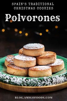 christmas cookies stacked on top of each other with the words, spain's traditional christmas cookies