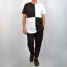 We have some wonderful two tone tees made in unusual patchwork designs. These white and black shirts are great for streetwear as well as your alternative fashion look. It's comfortable unisex wear is flattering for both men and women. Unique design will help you to show your personality. In our t-shirts use high-quality ring-spun cotton. T-shirts made from ring-spun cotton fabric are very airy, durable and easy to clean. * High quality Products * Fabric: 97% cotton, 3% Elastan; * Weight: 190 g/m Black Patchwork T-shirt For Streetwear, Casual White Patchwork T-shirt, Black Crew Neck T-shirt With Patchwork, Black Cotton T-shirt With Contrast Color, White Patchwork T-shirt For Streetwear, Patchwork Crew Neck T-shirt For Streetwear, White Color Block T-shirt For Streetwear, Black Cotton T-shirt With Contrast Panels, White Casual T-shirt With Contrast Panels