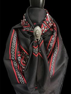 Silk Scarf Wild Rags Black Bandana 8mm Scarf Slides are sold separately. Black Bohemian Scarves With Bandana Print, Black One Size Bandana Scarf, One Size Black Bandana Scarf, Black One-size Bandana, Adjustable Black Bandana, Bandana Tutorial, Scarf Slides, Wild Rags, Cowboy Stuff