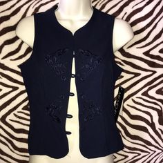 My Michelle Small Chico Dark Blue Vest New With Tags Please Bundle For Additional Savings! Elegant Navy Top For Winter, Elegant Blue Vest With Buttons, Elegant Navy Tops For Spring, Blue Stretch Vest For Spring, Navy Fitted Vest For Fall, Blue Fitted Vest For Fall, Blue Formal Vest For Spring, Formal Blue Vest For Spring, Burgundy Vest