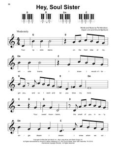 sheet music with the words hey, soul sister