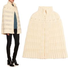 HTML 5 Template   NEW $2,100 SAINT LAURENT Ivory White Soft Wool Fall/Winter Capelet Poncho Shawl Size(s) -Xsmall, Length: about 30" Description New with tags. Purchased from YSL. Retail $2,100 Authentic Saint Laurent capelet in a cozy vintage style. Ivory, almost cream, in all wool is very soft. Mid-weight striped-knit wool. Ribbed-knit stand collar with three-button fastening. Slim-fitting across the shoulders, falls loosely over the body. 100% wool. Style 408941. Made in Italy. Perfect cover Cream Cashmere Sweater Coat For Winter, Winter Cream Cashmere Sweater Coat, White Wool Knitted Outerwear, White Wool Knit Outerwear, White Knitted Wool Outerwear, Chic Wool Sweater With Pointelle Knit, Cozy Cream Merino Wool Outerwear, Cozy White Merino Wool Outerwear, Beige Wool Knitted Sweater Coat