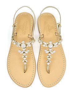 Crystal Sandals, Gold Crystal, Thong Sandals, Flat Sandals, Natural Color, Womens Sandals, Platinum, Sandals, Crystals