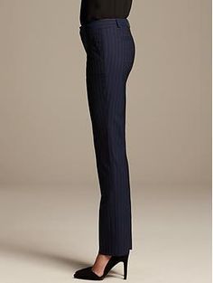 Sloan-Fit Navy Pinstripe Lightweight Wool Straight Leg | Banana Republic  Not quite skinny, but not too baggy. Plus, subtle pinstripes are the best! Women Office Outfits, Woman Office, Office Outfit, Office Outfits, Banana Republic, Stitch Fix, Stretch Fabric, Straight Leg, Navy