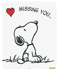 a drawing of a snoopy dog with the words missing you written in black and white