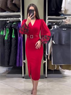 F00265629-113 Backless Evening Dress, Split Dress, Multicolor Dress, Slim Dresses, Daily Dress, Maxi Dress With Sleeves, Lantern Sleeves, Skirt Length, Casual Dresses For Women