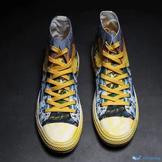 OrcaJump - Premium Graffiti Inspired High-Top Shoes Yellow Canvas Lace-up High-top Sneakers, Yellow Lace-up Canvas High-top Sneakers, Casual Spring High-top Sneakers With Flat Heel, Casual Ankle-high High-top Sneakers For Spring, Spring Casual Ankle-high High-top Sneakers, Casual Spring Ankle-high High-top Sneakers, Multicolor Flat Heel Sneakers For Streetwear, Multicolor Lace-up High-top Sneakers For Spring, Multicolor High-top Sneakers With Vulcanized Sole