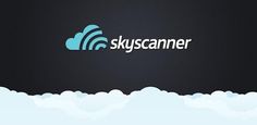 the skyscanner logo is shown above clouds