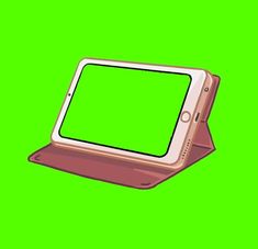 an electronic device with a green screen is shown in front of a green background,