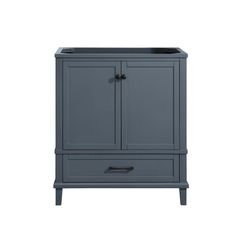 a gray cabinet with two drawers and one door on the bottom, in front of a white background