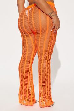 Available In Orange. Swim Cover Up Pants Elastic Waistband Flare Leg Fishnet Full Stretch Final Sale Shell 1: 90% Polyester 10% Spandex Shell 2: 92% Polyester 8% Spandex Imported | Summer Party Starter Fishnet Cover Up Pants in Orange size 1X by Fashion Nova Stretch Fishnet Bottoms For Spring, Summer Fishnet Bottoms, High Waist Mesh Stretch Bottoms, Stretch High Waist Mesh Bottoms, Summer Stretch Mesh Pants, High Waist Stretch Mesh Bottoms, Stretch Mesh Pants For Summer, Spring Stretch Mesh Bottoms, Party Mesh Stretch Pants