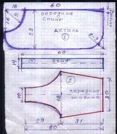 a blueprint drawing of a sewing pattern