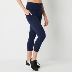 Deemed a Gotta-Have-It item for value you can count on every day! These Xersion EverUltra women's high-rise cropped leggings will be a new high-performing favorite for your workouts. Made from soft fabric featuring UV protection, 4-way stretch, flat seams, plus QuickDri and anti-odor technology for your comfort and more durable wear, this style also has a wide elastic waistband and two side slip pockets to hold your essentials. Style it with your favorite sports bra and tank top.Features: Quick Tall Leggings, Cropped Leggings, Recycled Fabric, High Rise, Stretch Fabric, Soft Fabrics, Sports Bra, Leggings, Wardrobe