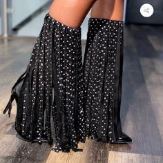 Black Fringe Rhinestone Boots Worn Once Size 7.5 Black Crystal-embellished Boots For Night Out, Glamorous Black Sequined Boots, Black Glamorous Boots With Sequins, Glamorous Rhinestone Fringe Boots For Night Out, Black Rhinestone Boots For Fall, Black Embellished Boots For Night Out, Fall Rhinestone Fringe Boots For Night Out, Fall Night Out Boots With Rhinestone Fringe, Chic Black Boots With Rhinestones