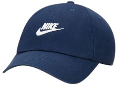 the nike cap is shown in blue and white