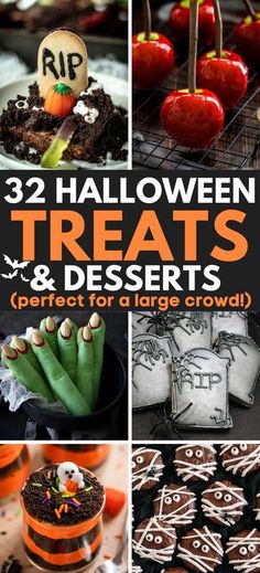 halloween treats and desserts are featured in this collage