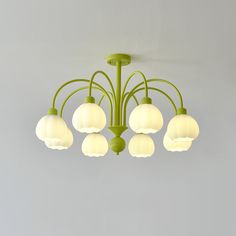 Metavaya Chandelier 8heads Dia 80cm x H 50cm / ∅ 31.5″ x H 19.7″ / Green Lustra Flower Chandelier 6938617801939 M2023101805-8 Flower Chandelier, Bulb Light, Metal Chandelier, Glass Light, Edison Bulb, Pinterest Board, Edison Light Bulbs, Light Source, Get Back