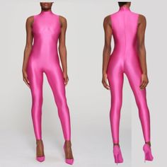 Skims Shine Jersey Mock Neck Sleeveless Catsuit Hot Pink Size Large; The Perfect Full-Length Catsuit To Show Off Your Figure With Its Curve-Hugging Fit And Glossy, Statement-Making Look. Features A Mock Neckline And Zipper At The Center Back. Size: Large Style: Os-Ful-3014 Condition: New With Tags, Nwt 8z Swn 92824 Mock Neckline, Catsuit, Mock Neck, Pant Jumpsuit, Jumpsuit Romper, Hot Pink, Full Length, Pants For Women, Zipper