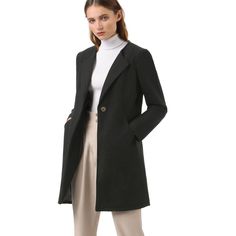 The classic coat is the season's must-have cover-up.Vintage details are softened by a lapel design and one button closure.Clean lines and an elongated silhouette make it more modern than ever.Slip into this coat on your way to work during cool mornings or?add it as a comfortable layer to your everyday T-shirt and jeans.Long sleeves, mid-lenght and slant pockets for a great cooler-weather outfit. Size: large. Color: black. Gender: female. Age Group: adult. Pattern: Solid. Material: Polyester. Winter Workwear Outerwear With Suit Collar, Sleek Winter Blazer With Suit Collar, Elegant Spring Wool Coat In Solid Color, Classic Winter Sweater Coat With Lapel Collar, Elegant Solid Spring Wool Coat, Single-breasted Fall Business Sweater Coat, Single Breasted Business Sweater Coat For Fall, Single Breasted Sweater Coat For Business In Fall, Classic Single-breasted Sweater Coat For Winter