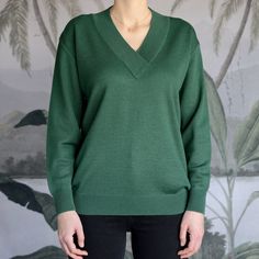 Vintage Wool Blend V-neck Sweater in Green Medium Size | Etsy Lithuania Merino Wool V-neck Sweater For Work, Green Knit V-neck Sweater For Winter, Green V-neck Sweater For Fall, Green Knit V-neck Sweater, Classic Green V-neck Long Sleeve Sweater, V-neck Polo Sweater With Ribbed Cuffs For Work, Green V-neck Top With Ribbed Cuffs, Green V-neck Cardigan For Work, Knitted V-neck Sweater For Work