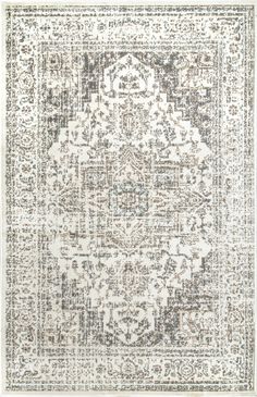 an area rug with grey and white colors