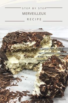 a close up of a piece of cake on a plate with a fork in it