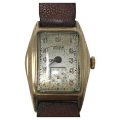 Rare Cyma Tavannes manual watch 17 jewels movement #176747, goldplated. Stainless steel case back with used leather strap. In good working order. Stainless Steel Case, Wrist Watch, Leather Straps, Jewelry Watches, Stainless Steel, Bracelet, Leather