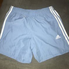 Pale Blue Color With White Piping On Sides. New With Tags. Size Medium Not Easily Found In Usa. Bought In Australia Adidas Blue Shorts With Three Stripes, Adidas Blue Sports Shorts, Casual Adidas Blue Shorts, Casual Blue Adidas Shorts, Adidas Blue Cotton Bottoms, Adidas Blue Cotton Shorts, Adidas Blue Shorts For Summer, Blue Cotton Adidas Bottoms, Casual Adidas Beach Shorts