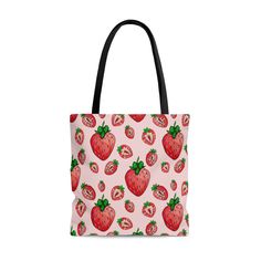 Pink Strawberry Print Bag As Gift, Casual Strawberry Print Rectangular Bag, Cute Strawberry Print Bags For Everyday Use, Casual Rectangular Strawberry Print Bags, Red Bag With Strawberry Print As Gift, Casual Rectangular Bag With Strawberry Print, Rectangular Bag With Strawberry Print As Gift, Rectangular Strawberry Print Bag For Gifts, Rectangular Bags With Strawberry Print As Gift