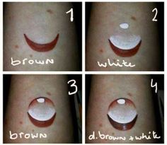 four pictures showing how to apply whitening on the skin