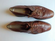 Salvatore Ferragamo Pebble Grained Lace Ups Brown Sz:13 Gum and Leather Soles Very Nice to Excellent Condition 12.75" Length 4 3/8" Width 1.25" Heel Vintage Leather Shoes With Textured Sole And Almond Toe, Vintage Leather Shoes With Stitched Sole For Business, Vintage Leather Shoes With Rubber Sole For Office, Vintage Leather Shoes For Business With Stitched Sole, Vintage Leather Oxfords For Office, Vintage Oxfords With Leather Sole For Office, Vintage Business Leather Shoes With Branded Insole, Vintage Style Oxfords With Leather Sole For Office, Vintage Leather Shoes With Leather Sole For Office