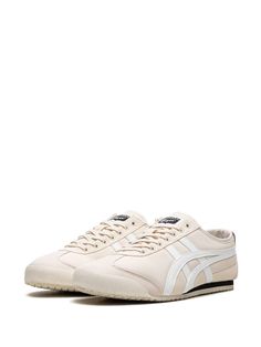 Onitsuka Tiger Mexico 66 "Birch/White" Sneakers - Farfetch Classic Sneakers With Vulcanized Sole For Light Sports, Off White Cushioned Sneakers For Streetwear, Classic Cream Custom Sneakers With Rubber Sole, Classic Off White Sneakers For Streetwear, Classic Off-white Sneakers For Streetwear, White Suede Casual Custom Sneakers, Beige High-top Sneakers With Vulcanized Sole For Sports, Cream Suede Sneakers For Streetwear, Cream Custom Sneakers With Vulcanized Sole For Streetwear