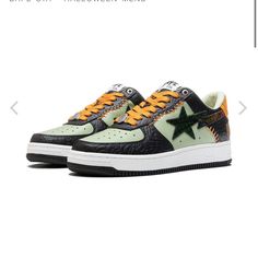 This Listing Is For The Bape Sta Halloween 2021 Shoes. These Shoes Were Released Along Bape’s Halloween Collection. This Item Makes A Great Collectible. The Item Features Many Details Such As A Holographic Bapesta Star, It Also Includes A Spider Web Design Engraved In The Leather Of The Shoe And Features A Halloween Stitch Design. These Were Released And Purchased On Bapes Website And Sold Out Instantly. Brand New. Mens Size 9. Green Sneakers For Fall Streetwear, Green Fall Sneakers For Streetwear, Green Fall Streetwear Sneakers, Bapesta Star, Shoes Bape, Bapesta Shoes, Halloween Stitch, Bape Shoes, Bape Sta