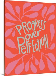 a book cover with the words progress over reflection in blue and pink on an orange background