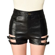 Black Punk High Waist PU Leather Shorts on Storenvy Types Of Shorts, Black Punks, Fashion Bottoms, Womens Fashion Inspiration, Leather Shorts, Leather Buckle, Online Fashion Stores, Alternative Fashion, Black Faux Leather