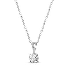 A brilliant round-cut diamond sparkles at the center of this classic solitaire necklace for her. The 1 carat diamond is set in chic 14K white gold and is suspended from an 18-inch cable chain. The necklace secures with a lobster clasp. Solitaire Diamond Necklace, Diamond Necklace Designs, Solitaire Necklace, Necklace For Her, Diamond Solitaire Necklace, Solitaire Necklaces, Solitaire Diamond, Accessories Jewelry Necklace, Diamond Stone