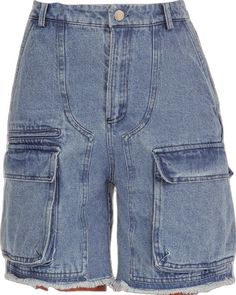 Casual Denim Cargo Shorts With Multiple Pockets, Short Cargo Jeans With Pockets, Trendy High-waisted Cargo Shorts With Side Pockets, Cotton Cargo Jean Shorts, Trendy Cutoff Shorts With Pockets, Cargo Pocket Jean Shorts, Denim Shorts With Multiple Pockets, Denim Cargo Shorts With Side Pockets, Denim Cargo Shorts With Multiple Pockets