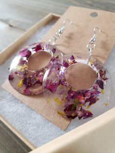 Round Resin Flower Earrings, Resin Drop Earrings With Flower Charm, Clear Flower Resin Earrings, Resin Small Hoop Earrings For Gift, Clear Resin Flower Earrings, Small Hoop Resin Earrings For Gifts, Small Hoop Resin Earrings Gift, Resin Hoop Earrings, Flower Hoop Earrings