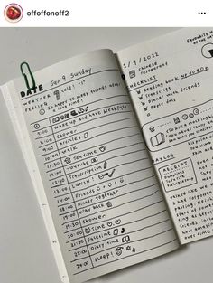 an open notebook with handwritten notes on the inside and writing in green markers